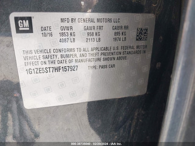Chevrolet MALIBU 1LT 2017 1G1ZE5ST7HF157927 Image 9