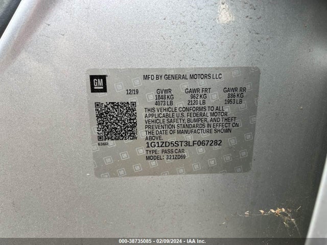 2020 CHEVROLET MALIBU FWD LT VIN: 1G1ZD5ST3LF067282