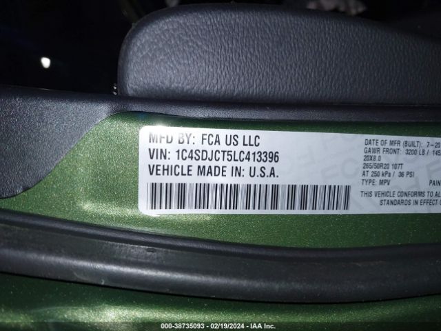 1C4SDJCT5LC413396 Dodge Durango R/t Awd