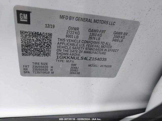 GMC Acadia Awd Slt 2020 1GKKNULS4LZ154035 Image 9