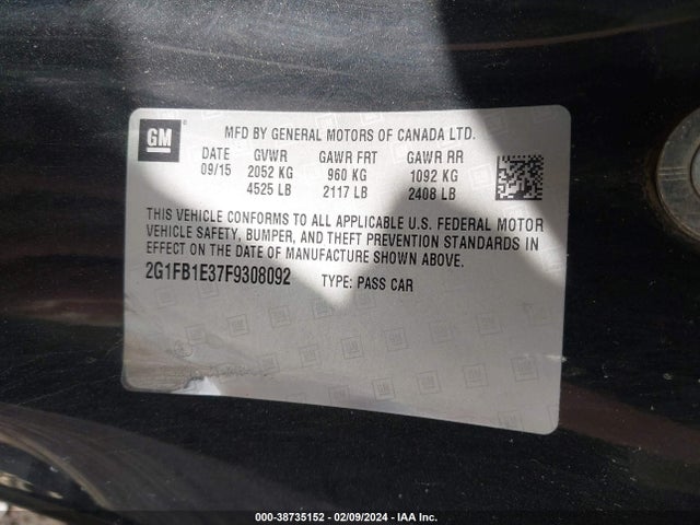 Chevrolet Camaro 2ls 2015 2G1FB1E37F9308092 Image 9