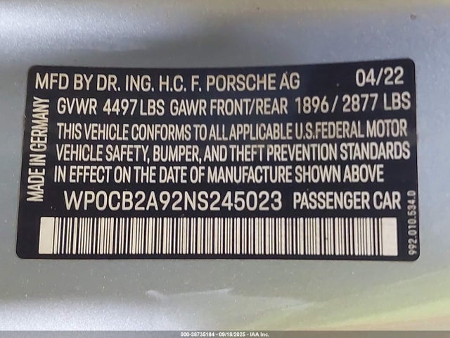 Porsche 911 Carrera 4 Gts 2022 WP0CB2A92NS245023 Image 27