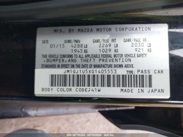 JM1GJ1U5XG1405553 Mazda Mazda6 I Sport
