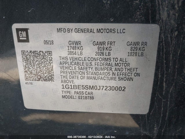 Chevrolet Cruze Lt Auto 2018 1G1BE5SM0J7230002 Image 9