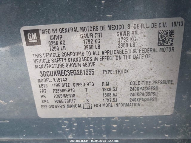 Chevrolet Silverado 1500 2lt 2014 3GCUKREC3EG281555 Image 9