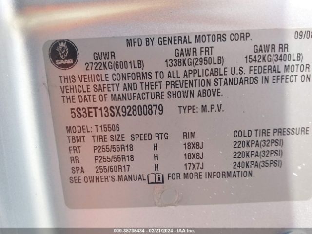 2009 SAAB 9-7X 5S3ET13SX92800879 Photo 8