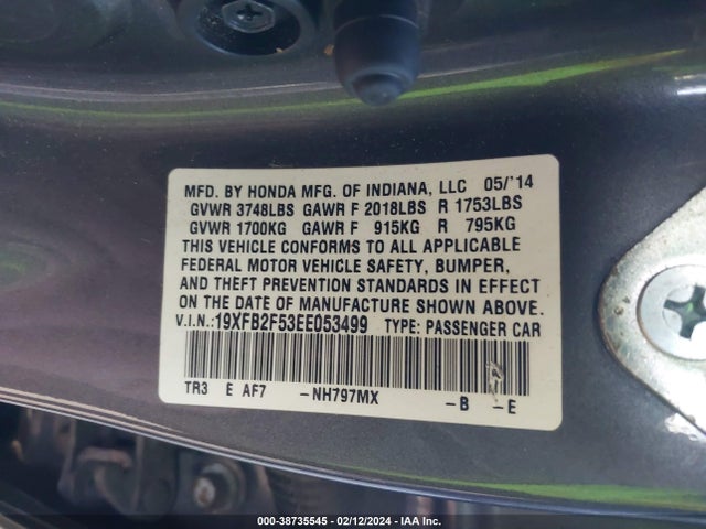 Honda Civic Lx 2014 19XFB2F53EE053499 Image 9