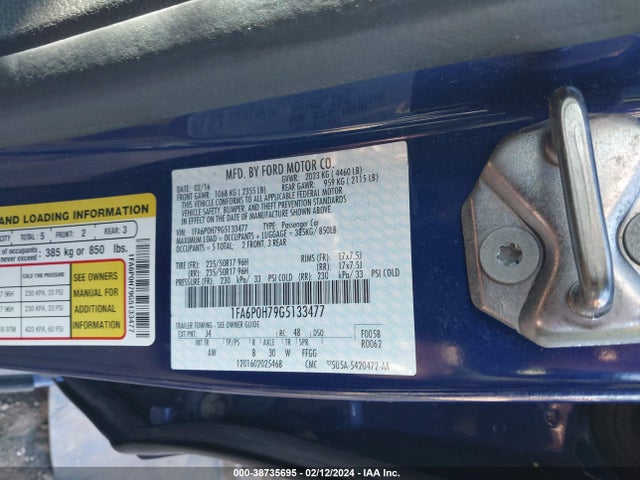 Ford FUSION SE 2016 1FA6P0H79G5133477 Image 9