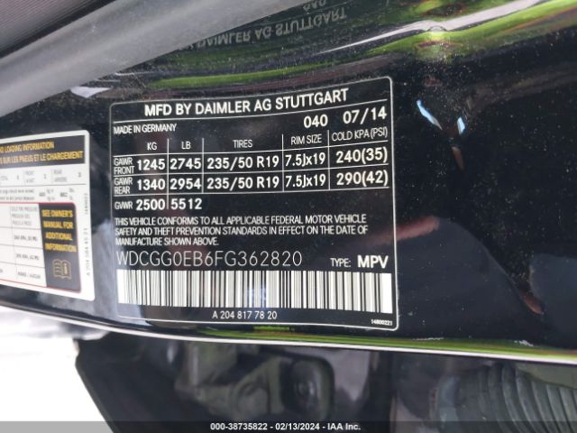 WDCGG0EB6FG362820 Mercedes-Benz Glk 250 Bluetec 4matic