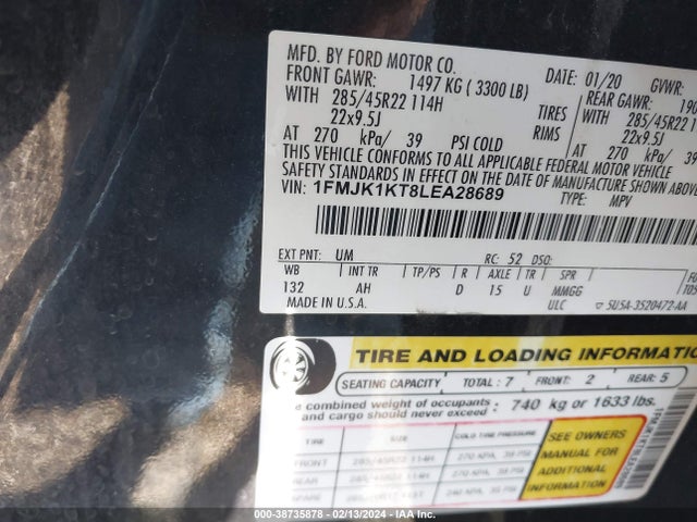 Ford Expedition Limited Max 2020 1FMJK1KT8LEA28689 Image 9