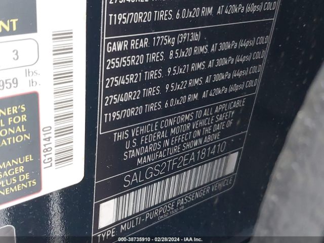 SALGS2TF2EA181410 Land Rover Range Rover 5.0l V8 Supercharged/5.0l V8 Supercharged Ebony Edition