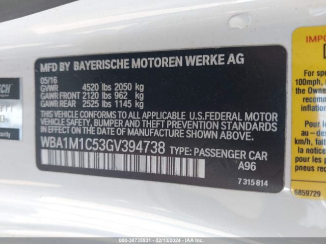 WBA1M1C53GV394738 BMW M235I