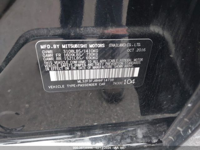 ML32F3FJ8HHF14738 Mitsubishi Mirage G4 Es