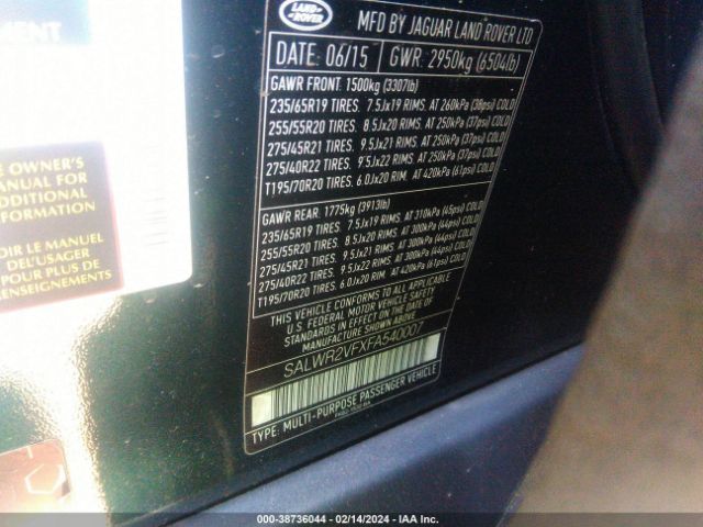SALWR2VFXFA540007 Land Rover Range Rover Sport 3.0l V6 Supercharged Hse