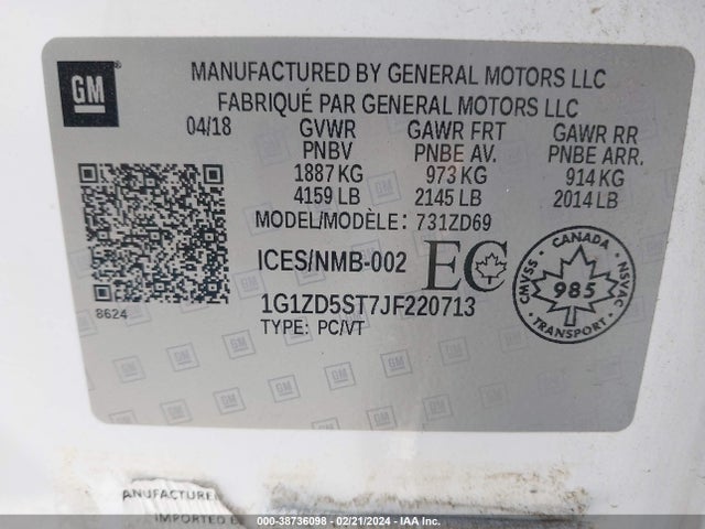 Chevrolet MALIBU LT 2018 1G1ZD5ST7JF220713 Image 9