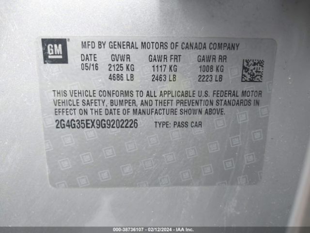 2G4G35EX9G9202226 Buick Regal Turbo Sport Touring