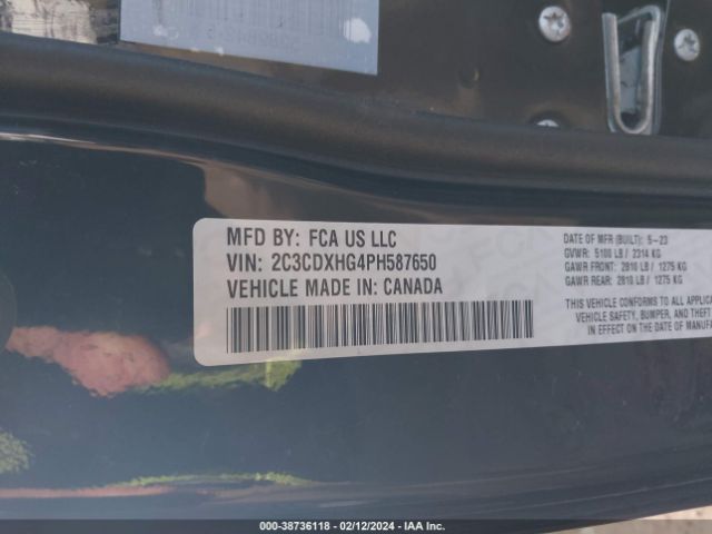 2C3CDXHG4PH587650 Dodge CHARGER GT
