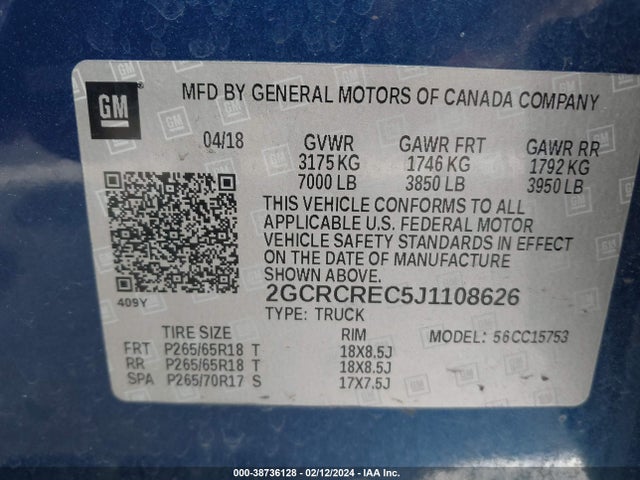 Chevrolet Silverado 1500 1lt 2018 2GCRCREC5J1108626 Image 9