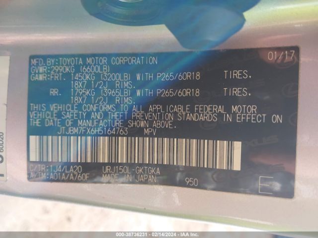JTJBM7FX6H5164763 Lexus 460
