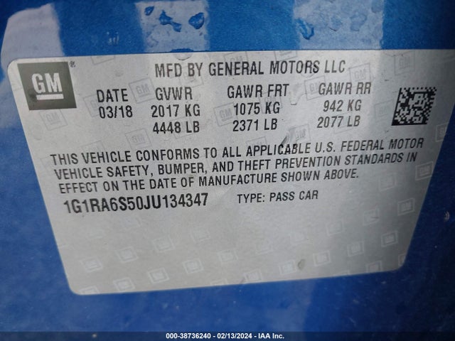 Chevrolet VOLT LT 2018 1G1RA6S50JU134347 Image 9