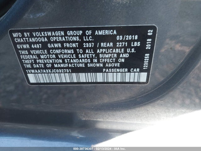 1VWAA7A3XJC032731 Volkswagen Passat 2.0t R-line/2.0t S
