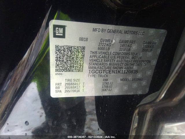 Chevrolet Colorado Lt 2019 1GCGTCEN1K1120835 Image 9