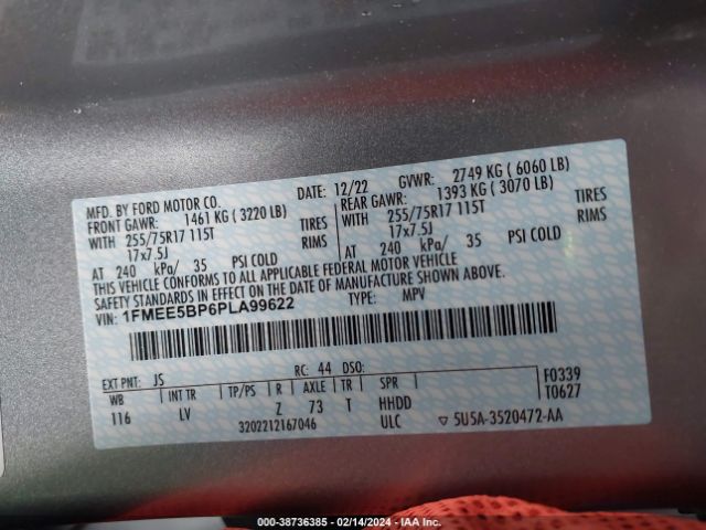 1FMEE5BP6PLA99622 Ford Bronco Big Bend