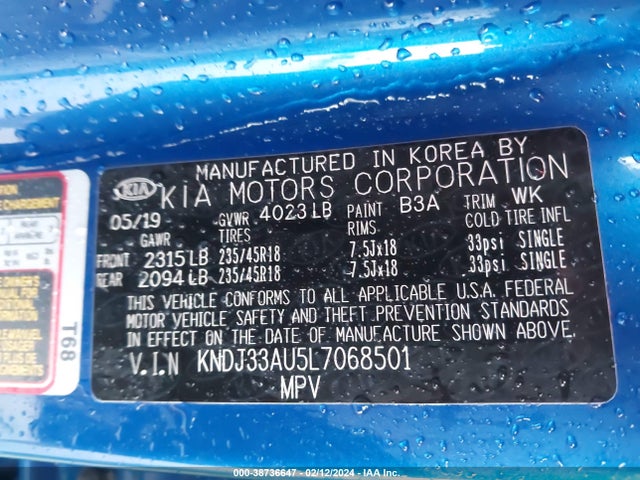 KIA SOUL EX 2020 KNDJ33AU5L7068501 Image 9