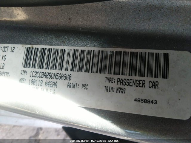 2013 CHRYSLER 200 LX VIN: 1C3CCBAB6DN560960