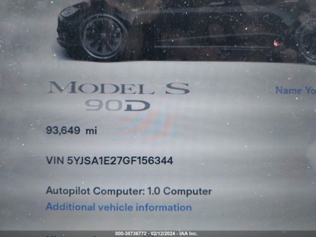 5YJSA1E27GF156344 Tesla Model S 60d/70d/75d/85d/90d