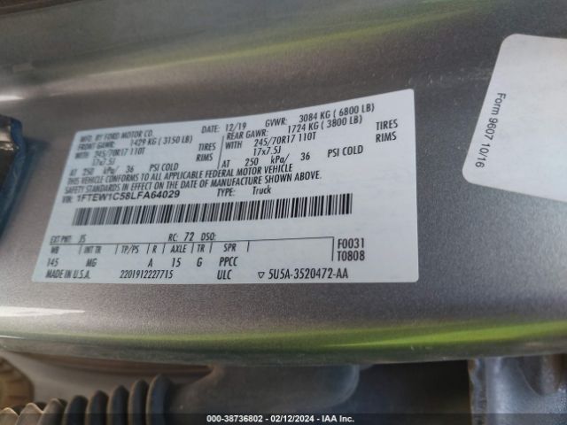 1FTEW1C58LFA64029 Ford F-150 Xlt