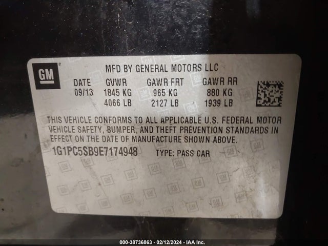 Chevrolet Cruze 1lt Auto 2014 1G1PC5SB9E7174948 Image 9