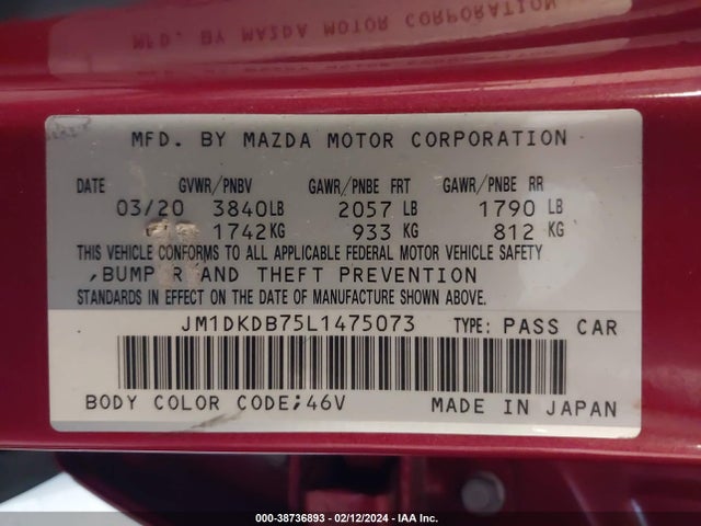 JM1DKDB75L1475073 Mazda Cx-3 Sport