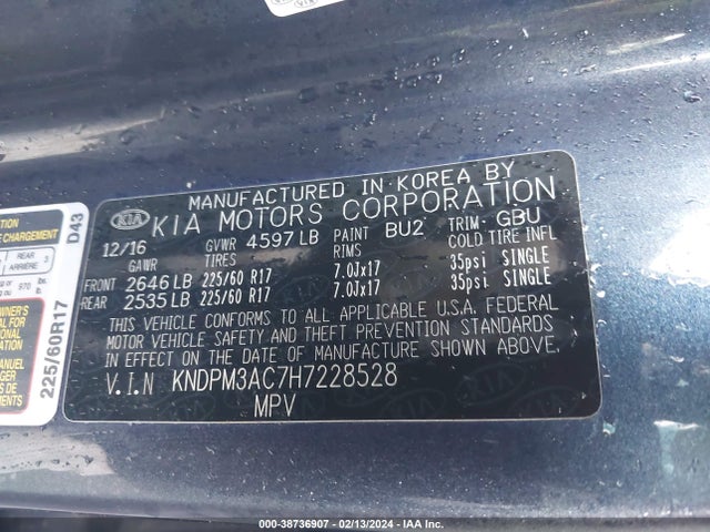 KIA Sportage Lx 2017 KNDPM3AC7H7228528 Image 9
