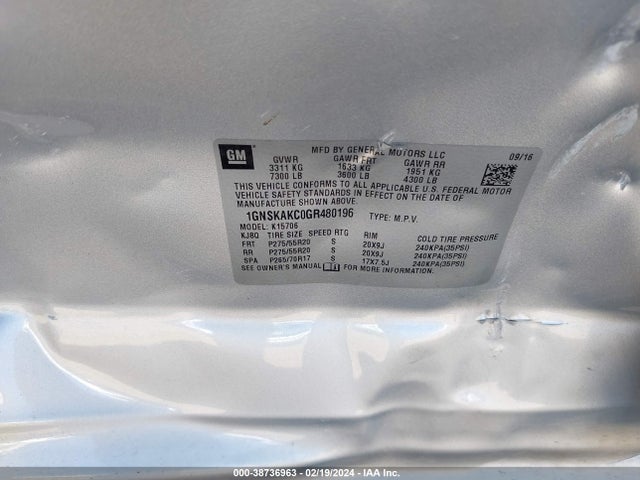 Chevrolet Tahoe Ls 2016 1GNSKAKC0GR480196 Image 9