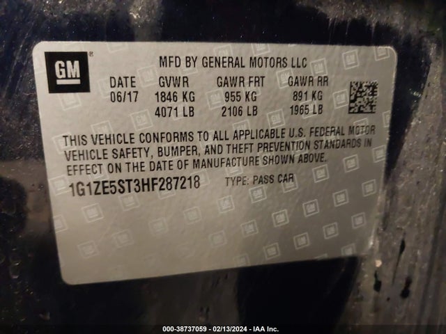 Chevrolet MALIBU 1LT 2017 1G1ZE5ST3HF287218 Image 9