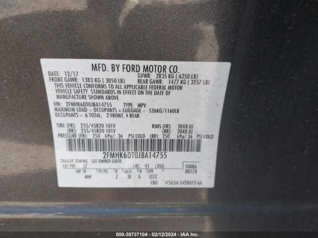 2FMHK6DT0JBA14755 Ford Flex Limited