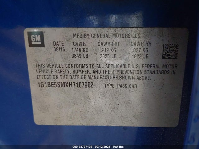 Chevrolet Cruze Lt Auto 2017 1G1BE5SMXH7107902 Image 9