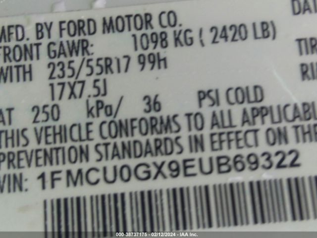 1FMCU0GX9EUB69322 Ford ESCAPE SE