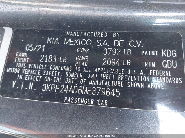 KIA Forte Lxs 2021 3KPF24AD6ME379645 Image 9