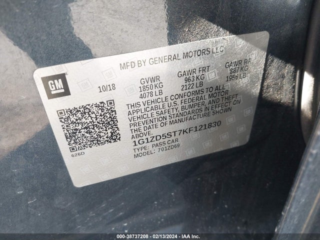 Chevrolet MALIBU LT 2019 1G1ZD5ST7KF121830 Image 9