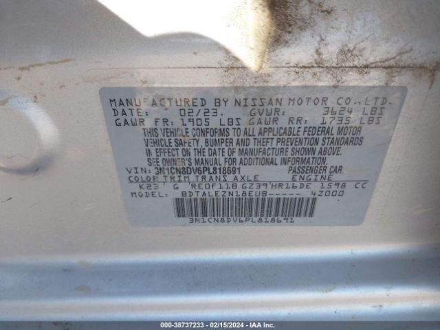 3N1CN8DV6PL818691 Nissan Versa 1.6 S Xtronic Cvt