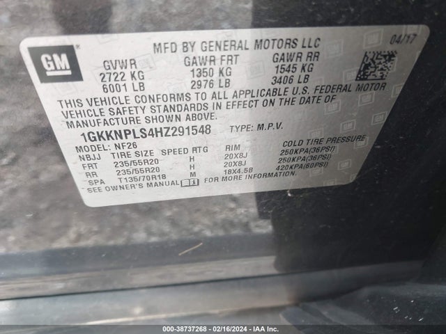 GMC Acadia Denali 2017 1GKKNPLS4HZ291548 Image 9