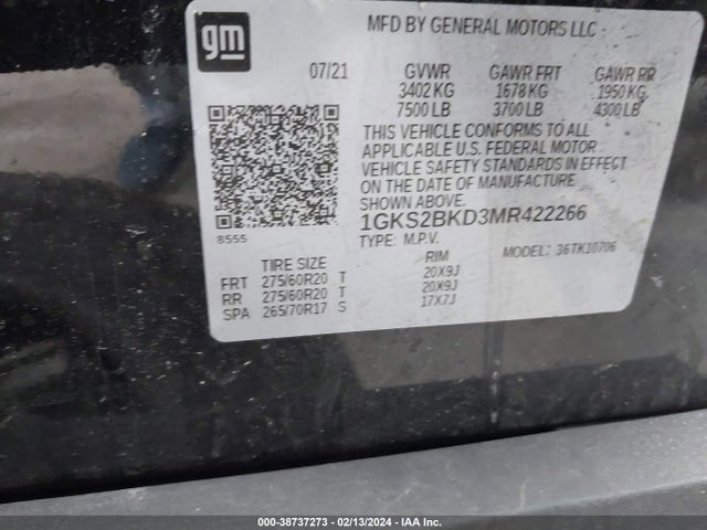 GMC Yukon 4wd Slt 2021 1GKS2BKD3MR422266 Image 9