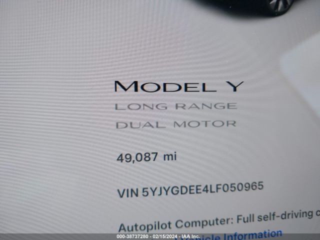 5YJYGDEE4LF050965 Tesla Model Y Long Range Dual Motor All-wheel Drive