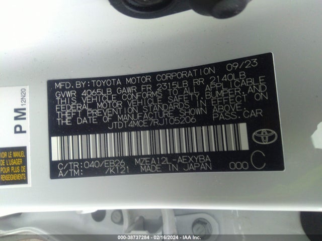 Toyota Corolla Xse 2024 JTDT4MCE7RJ105206 Image 9