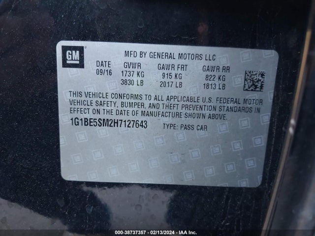 Chevrolet Cruze Lt Auto 2017 1G1BE5SM2H7127643 Image 9