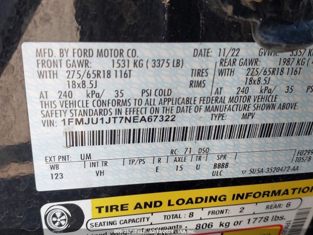 1FMJU1JT7NEA67322 Ford Expedition Xlt