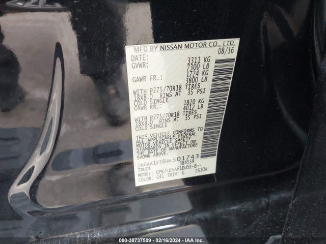 Nissan Titan Pro-4x 2017 1N6AA1E58HN501743 Image 9