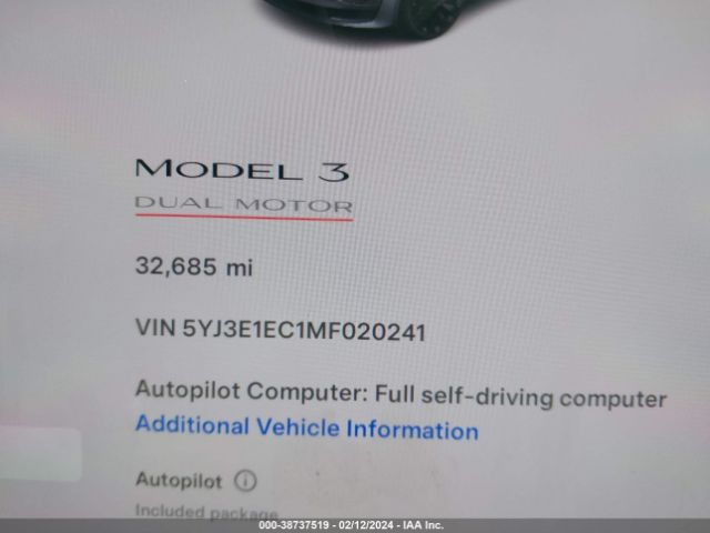 5YJ3E1EC1MF020241 Tesla Model 3 Performance Dual Motor All-wheel Drive